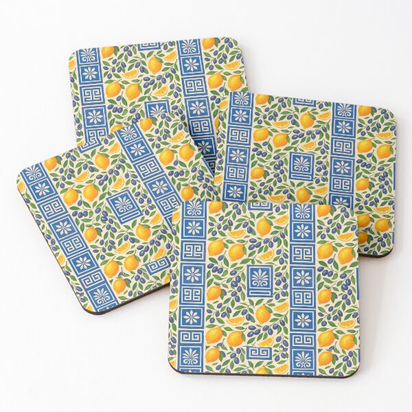 Item preview, Lemon and Olive Greek Tile Pattern | Mediterranean Aesthetic designed and sold by Verdaire.