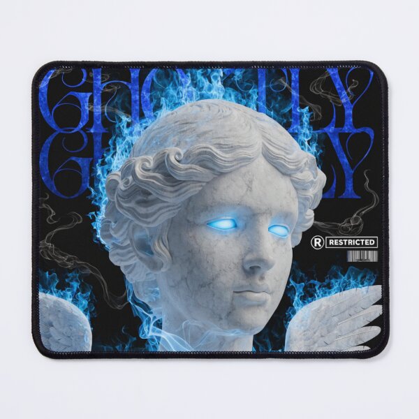 Item preview, Ghostly Dark Angel Gothic Streetwear Marble Statue Blue Flame Design designed and sold by InkDropLabs.