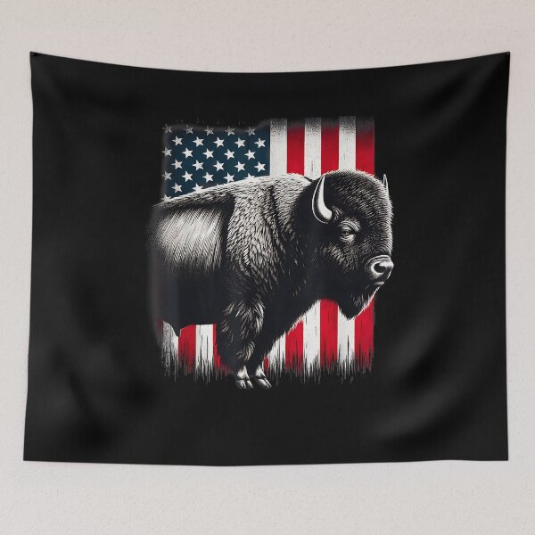 Item preview, Vintage Buffalo American flag Bison Patriotic gift designed and sold by Goleon12.