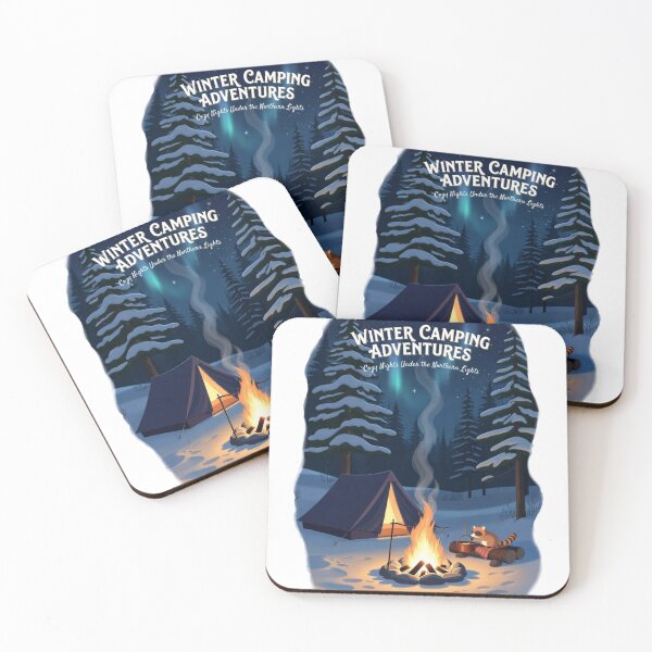 Item preview, Winter Camping Adventures Cozy Nights Northern Lights Art designed and sold by Falconwolf.