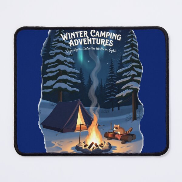 Item preview, Winter Camping Adventures Cozy Nights Northern Lights Art designed and sold by Falconwolf.