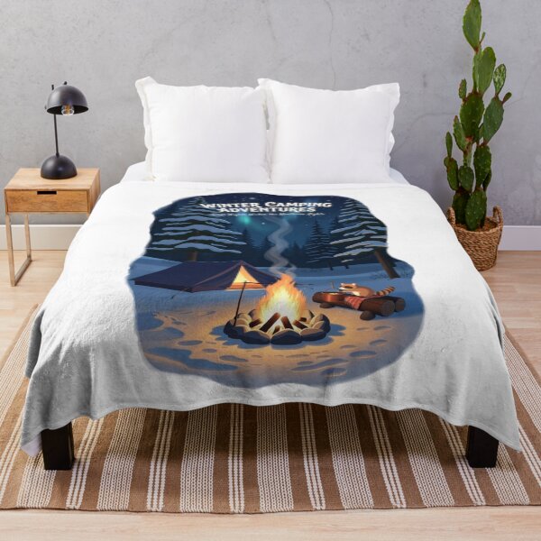 Item preview, Winter Camping Adventures Cozy Nights Northern Lights Art designed and sold by Falconwolf.