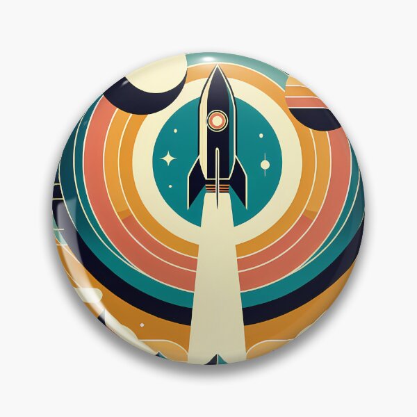 Item preview, Retro Rocket Launch Geometric Space Scene designed and sold by InkSmithery.