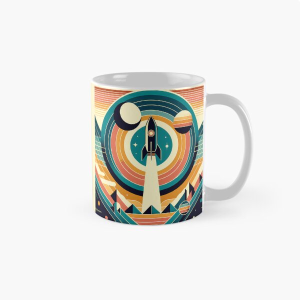 Item preview, Retro Rocket Launch Geometric Space Scene designed and sold by InkSmithery.