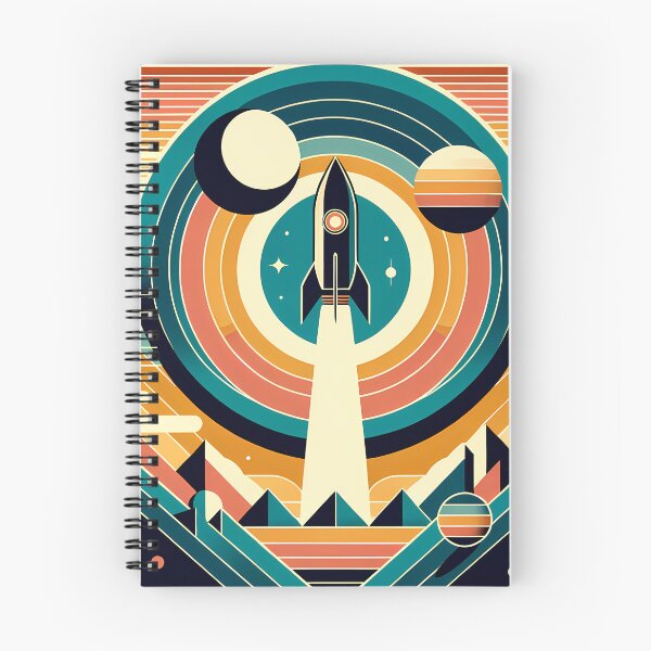 Item preview, Retro Rocket Launch Geometric Space Scene designed and sold by InkSmithery.