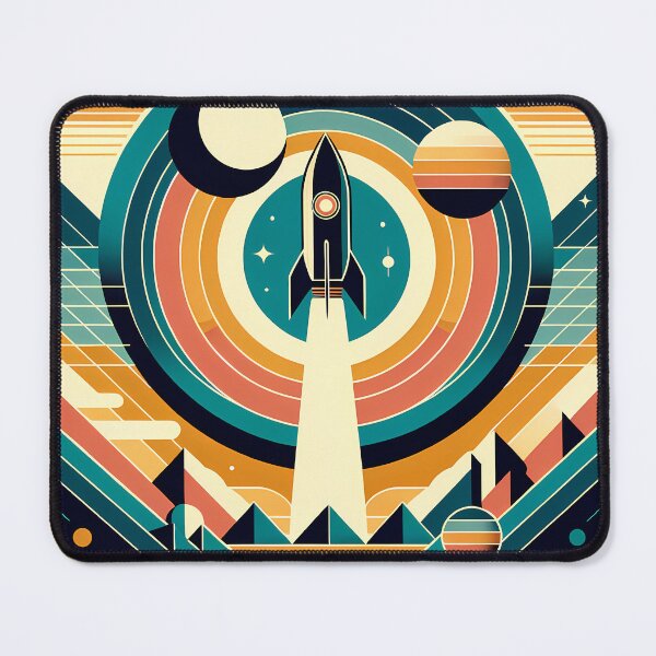 Item preview, Retro Rocket Launch Geometric Space Scene designed and sold by InkSmithery.