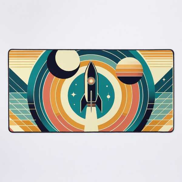 Item preview, Retro Rocket Launch Geometric Space Scene designed and sold by InkSmithery.