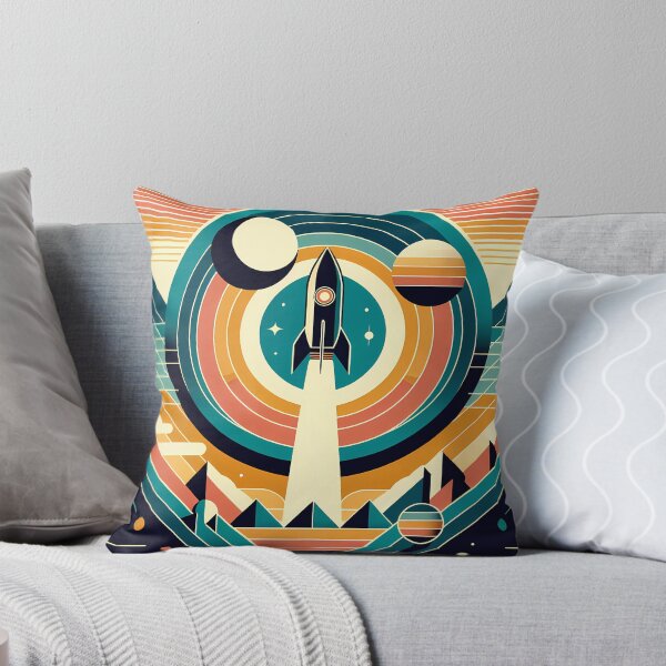 Item preview, Retro Rocket Launch Geometric Space Scene designed and sold by InkSmithery.