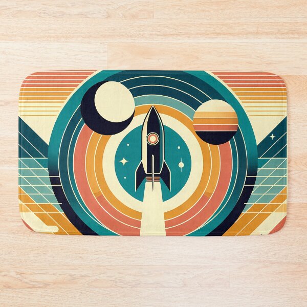 Item preview, Retro Rocket Launch Geometric Space Scene designed and sold by InkSmithery.