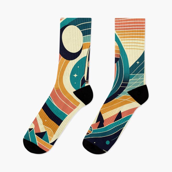 Item preview, Retro Rocket Launch Geometric Space Scene designed and sold by InkSmithery.