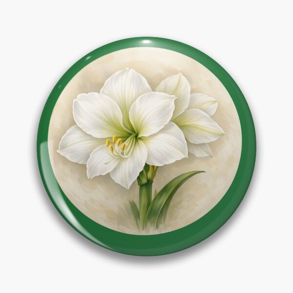Item preview, White Amaryllis Elegance – Pure Winter Bloom Circle Design designed and sold by TheJoyfulPen.