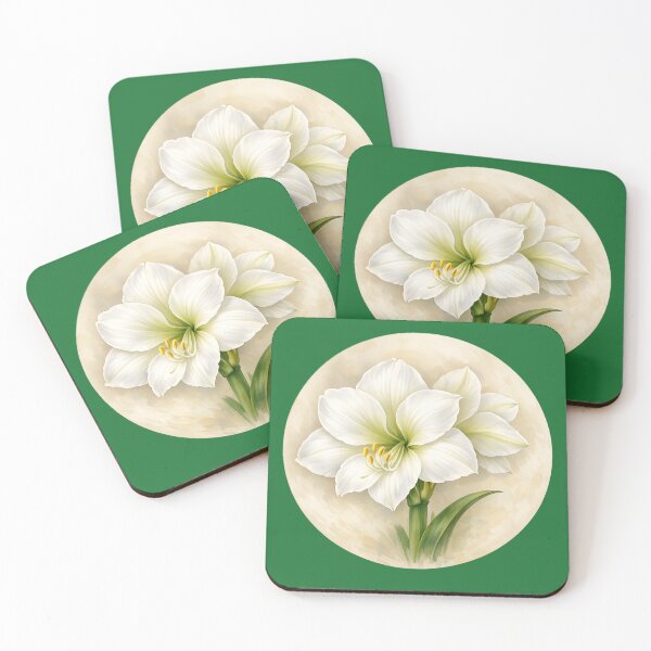 Item preview, White Amaryllis Elegance – Pure Winter Bloom Circle Design designed and sold by TheJoyfulPen.