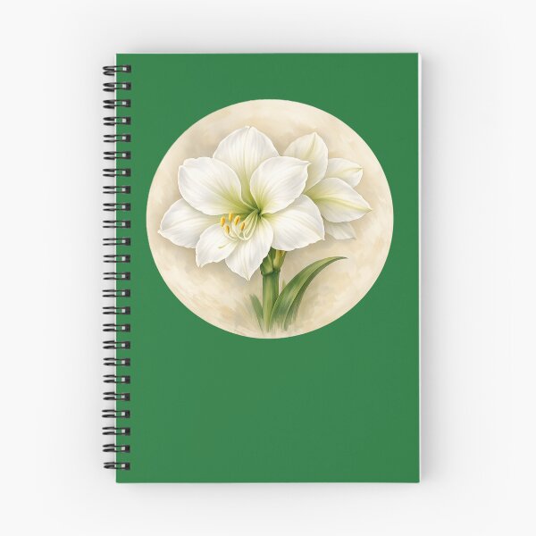 Item preview, White Amaryllis Elegance – Pure Winter Bloom Circle Design designed and sold by TheJoyfulPen.