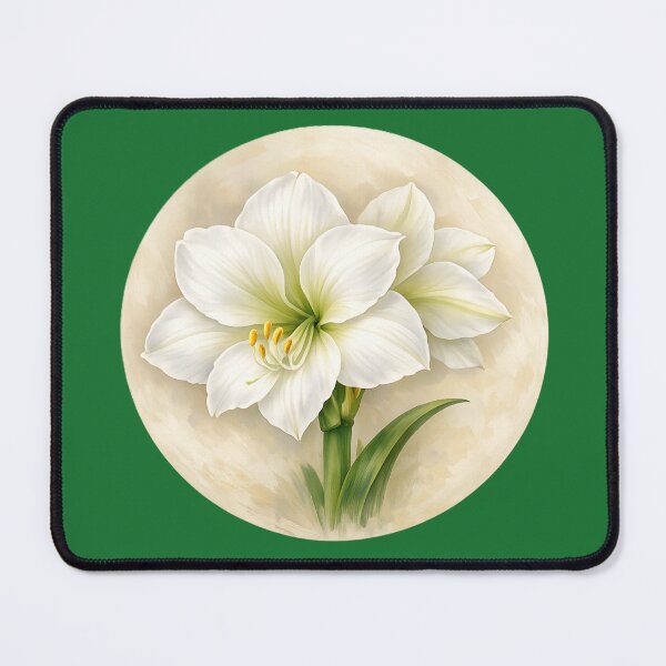 Item preview, White Amaryllis Elegance – Pure Winter Bloom Circle Design designed and sold by TheJoyfulPen.