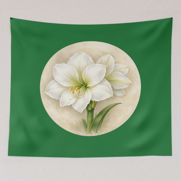 Item preview, White Amaryllis Elegance – Pure Winter Bloom Circle Design designed and sold by TheJoyfulPen.
