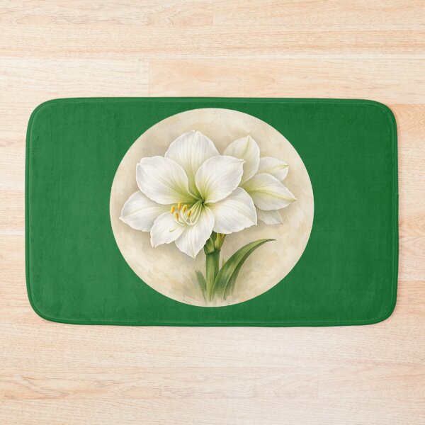 Item preview, White Amaryllis Elegance – Pure Winter Bloom Circle Design designed and sold by TheJoyfulPen.