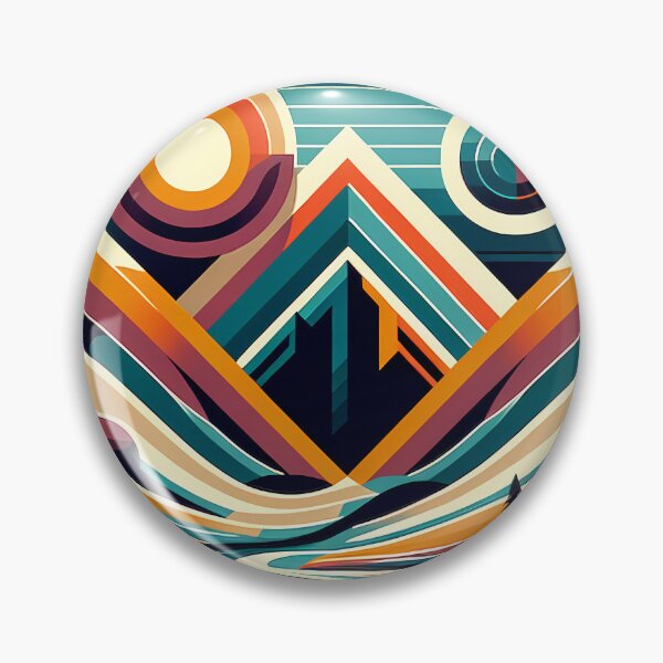 Item preview, Geometric Mountain Valley with Retro Sun designed and sold by InkSmithery.