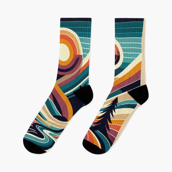 Item preview, Geometric Mountain Valley with Retro Sun designed and sold by InkSmithery.