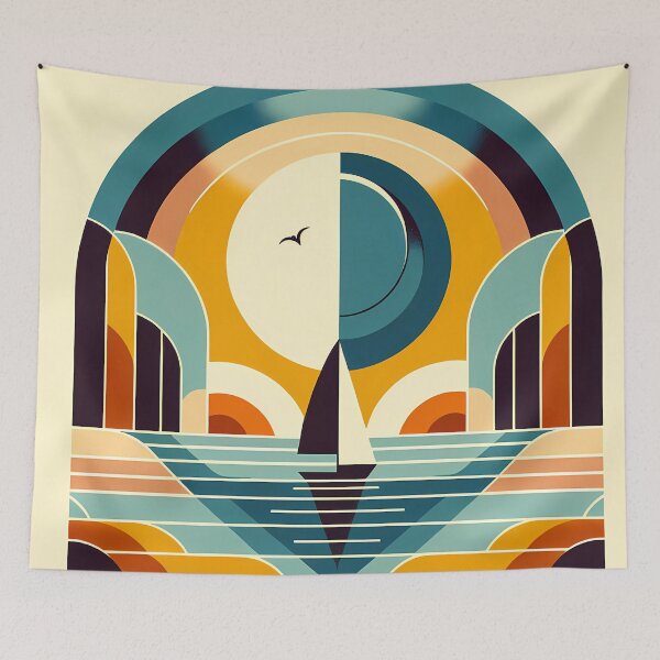 Item preview, Geometric Sailboat Sunset Arches designed and sold by InkSmithery.