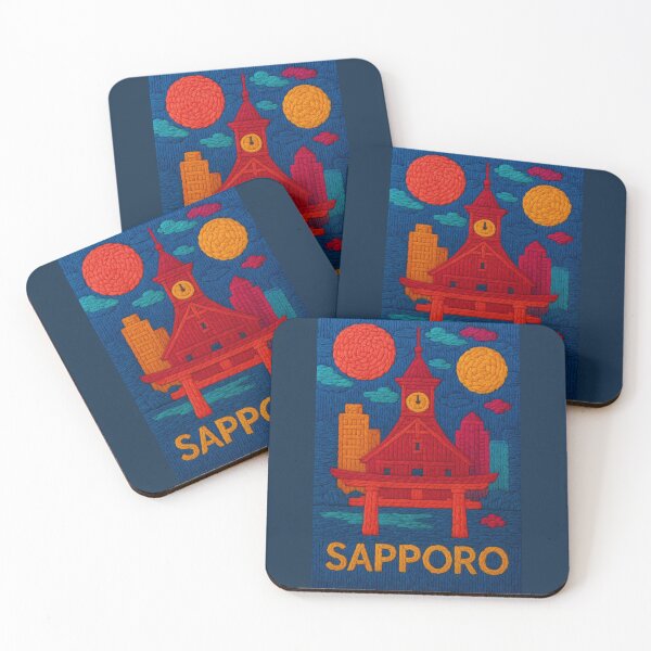 Item preview, Sapporo Faux Wool Art – Clock Tower Hokkaido Knitted Style Japan Travel Illustration designed and sold by TheTrendsDesk.