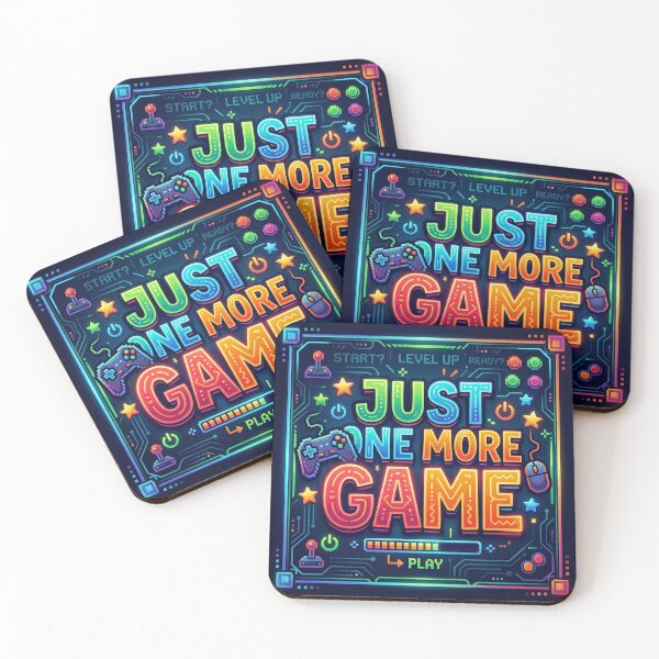 Item preview, Just One More Game Gamer Neon Retro Gaming Design designed and sold by WagnerLab.
