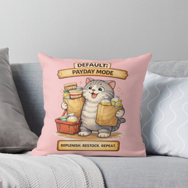 Item preview, Funny Cat Default Payday Mode Cat Humor Adulting Survival Meme designed and sold by Mindworx21.