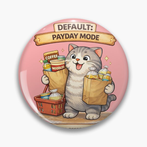 Item preview, Funny Cat Default Payday Mode Cat Humor Adulting Survival Meme designed and sold by Mindworx21.