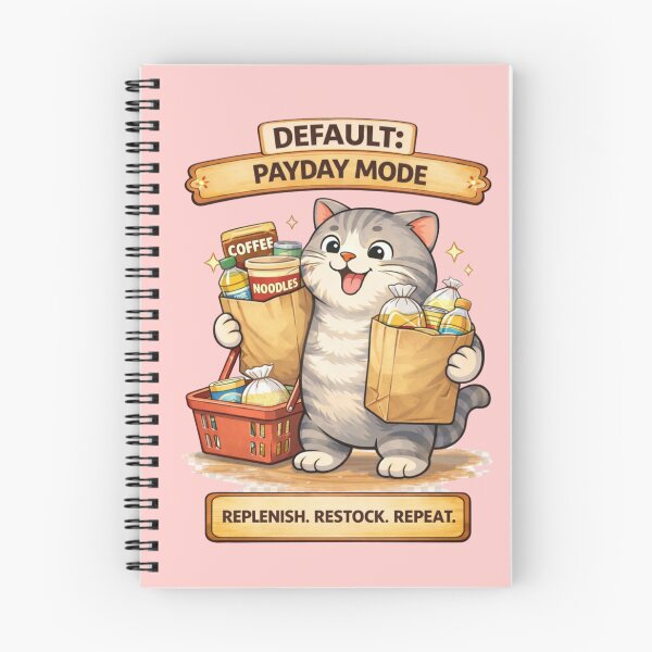 Item preview, Funny Cat Default Payday Mode Cat Humor Adulting Survival Meme designed and sold by Mindworx21.