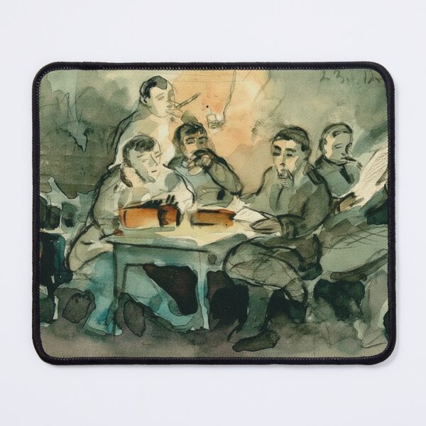Item preview, Expressionist War Drawing Soldiers Reading Art History Lovers designed and sold by RickE.