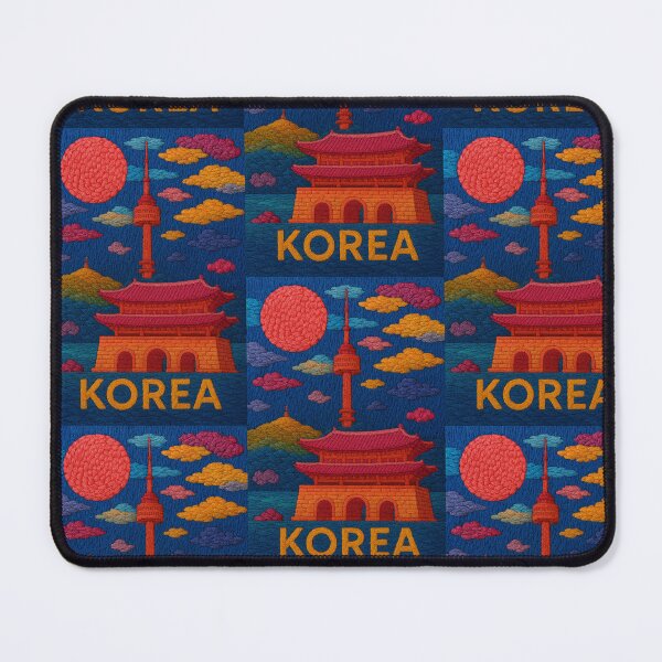 Item preview, Korea Landmark Faux Wool Art – Seoul Tower Gyeongbokgung Palace Knitted Style Travel Illustration designed and sold by TheTrendsDesk.