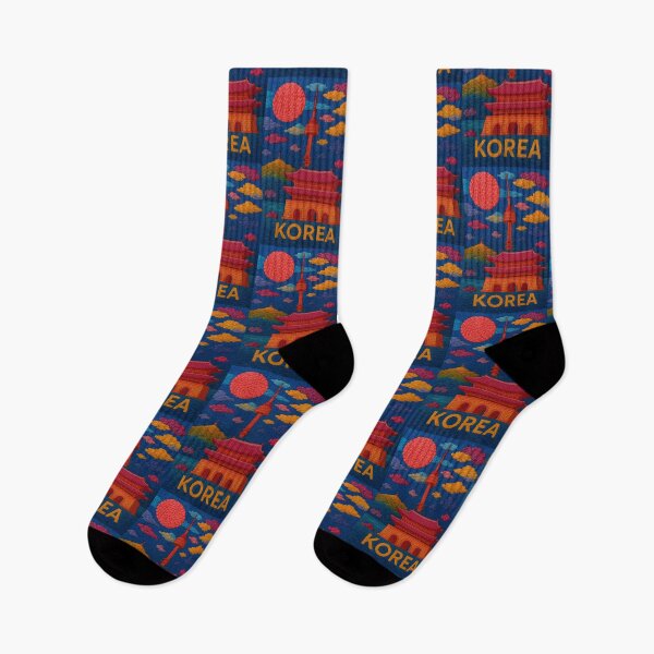 Item preview, Korea Landmark Faux Wool Art – Seoul Tower Gyeongbokgung Palace Knitted Style Travel Illustration designed and sold by TheTrendsDesk.