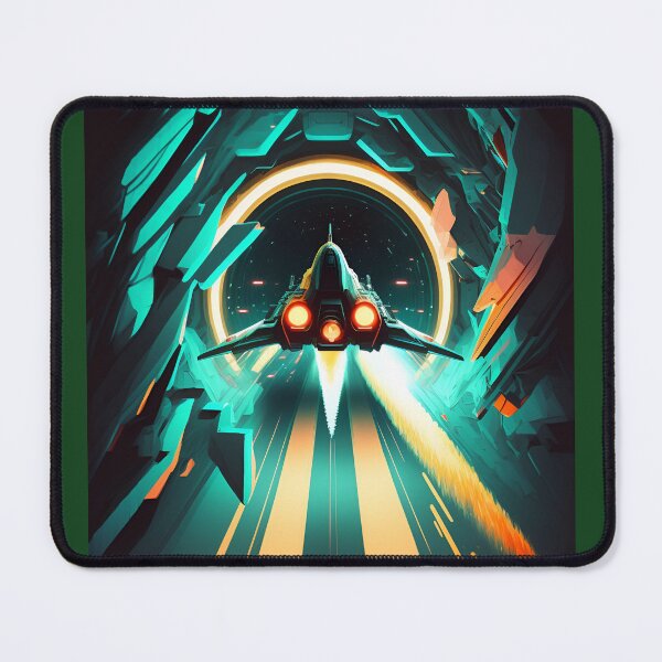Item preview, Spaceship Exiting Through Cosmic Tunnel - Dynamic Style Science Fiction Art designed and sold by Hipatye26.
