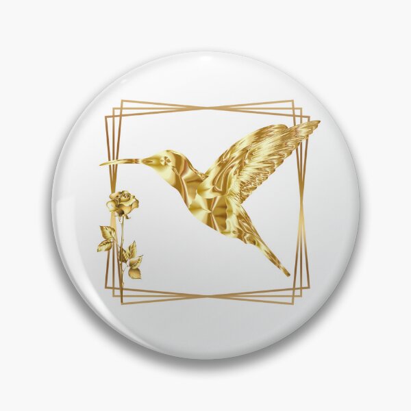 Artikelvorschau, Eleganter goldener Kolibri mit geometrischem Rahmen entworfen und verkauft von ArtMochis.