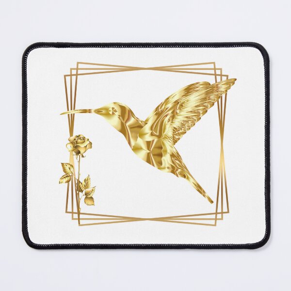 Item preview, Elegant Golden Hummingbird with Geometric Frame designed and sold by ArtMochis.