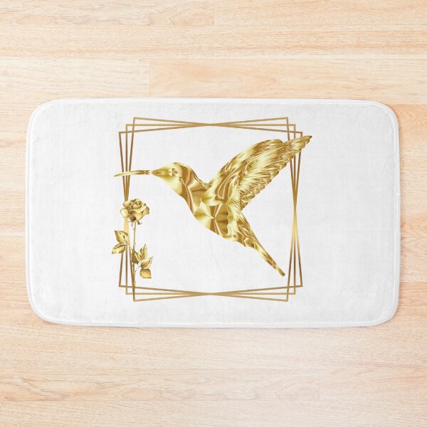 Item preview, Elegant Golden Hummingbird with Geometric Frame designed and sold by ArtMochis.