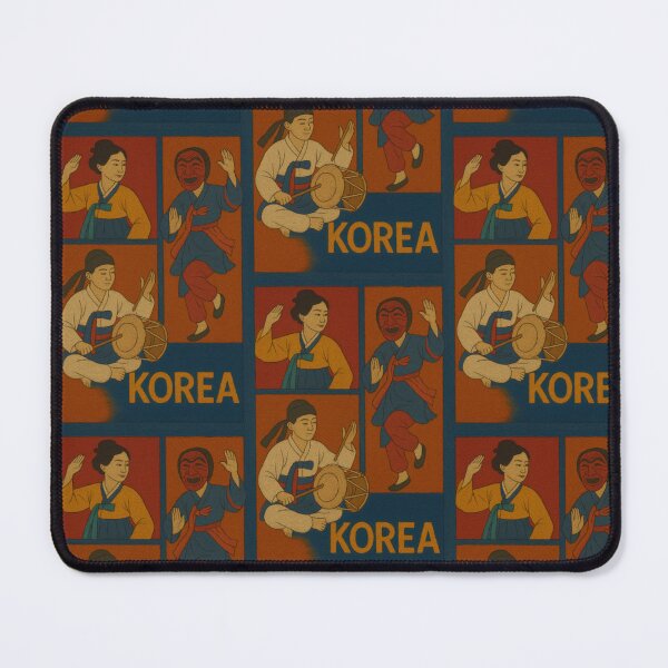 Item preview, Korea Traditional Dance Faux Wool Art – Korean Folk Dance Mask Drum Hanbok Knitted Style Illustration designed and sold by TheTrendsDesk.