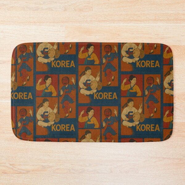 Item preview, Korea Traditional Dance Faux Wool Art – Korean Folk Dance Mask Drum Hanbok Knitted Style Illustration designed and sold by TheTrendsDesk.
