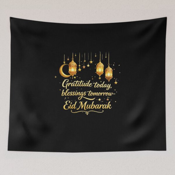 Item preview, Gratitude Today Blessings Tomorrow – Eid Mubarak Lantern Crescent Moon Sticker designed and sold by CutePearlStudio.