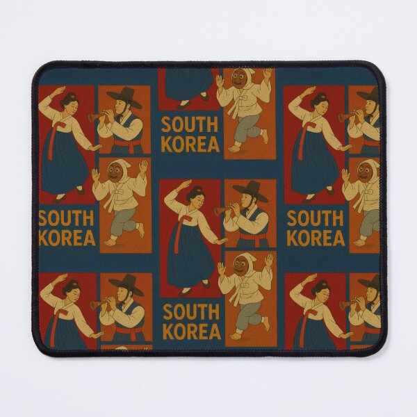 Item preview, South Korea Folk Dance Faux Wool Art – Hanbok Talchum Mask Music Knitted Style Illustration designed and sold by TheTrendsDesk.