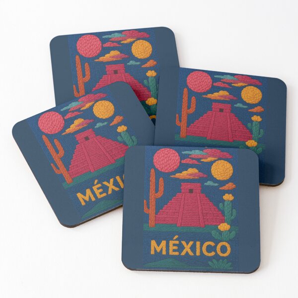 Item preview, Mexico Pyramid Faux Wool Art – Chichen Itza Desert Cactus Knitted Style Travel Illustration designed and sold by TheTrendsDesk.