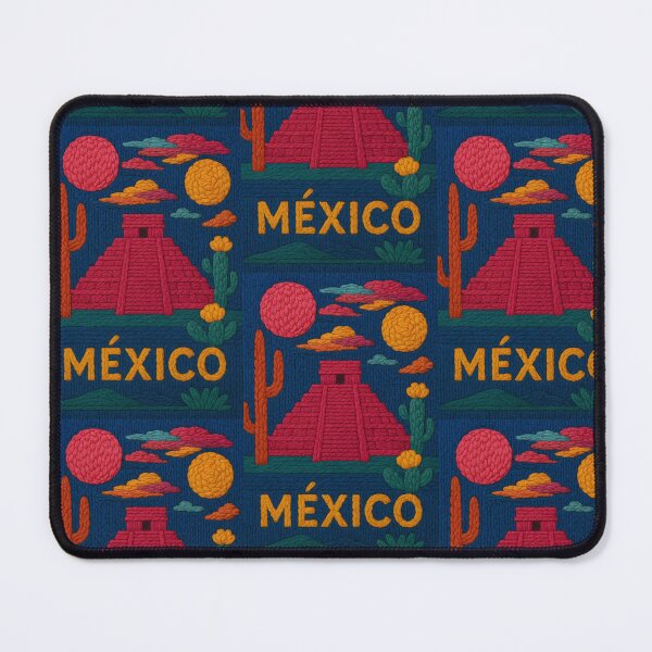 Item preview, Mexico Pyramid Faux Wool Art – Chichen Itza Desert Cactus Knitted Style Travel Illustration designed and sold by TheTrendsDesk.