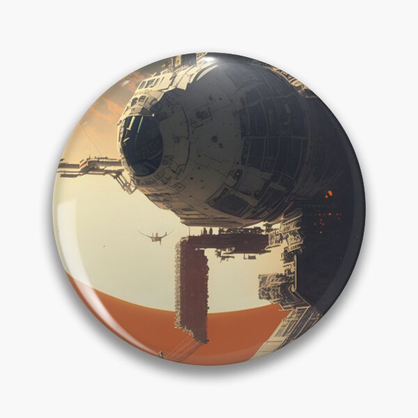 Item preview, Space Station in Planetary System - Retro-Futuristic Science Fiction Art designed and sold by Hipatye26.