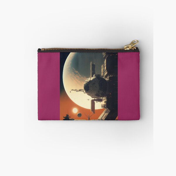 Item preview, Space Station in Planetary System - Retro-Futuristic Science Fiction Art designed and sold by Hipatye26.