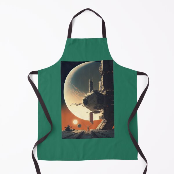 Item preview, Space Station in Planetary System - Retro-Futuristic Science Fiction Art designed and sold by Hipatye26.