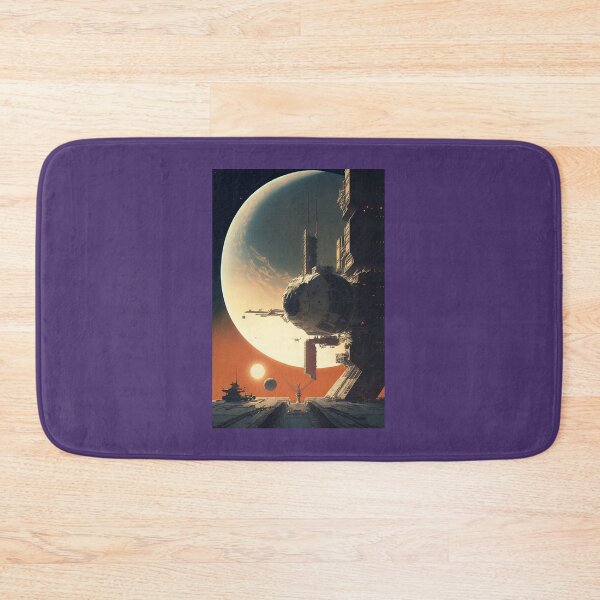 Item preview, Space Station in Planetary System - Retro-Futuristic Science Fiction Art designed and sold by Hipatye26.