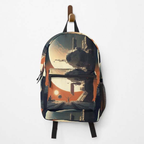 Item preview, Space Station in Planetary System - Retro-Futuristic Science Fiction Art designed and sold by Hipatye26.