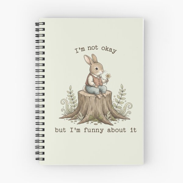 Item preview, Cottagecore Bunny I'm Not Okay But I'm Funny Sticker, Beatrix Potter Style Vintage Animals designed and sold by DropsOfDopamine.