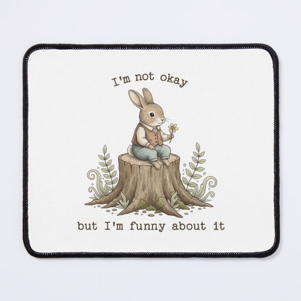Item preview, Cottagecore Bunny I'm Not Okay But I'm Funny Sticker, Beatrix Potter Style Vintage Animals designed and sold by DropsOfDopamine.