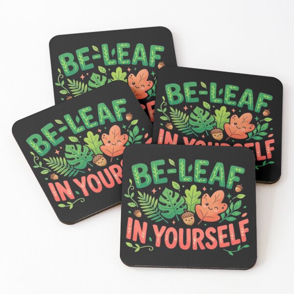 Item preview, Be-leaf In Yourself - Cute Kawaii Fall Leaves Nature Pun designed and sold by RohiMade.