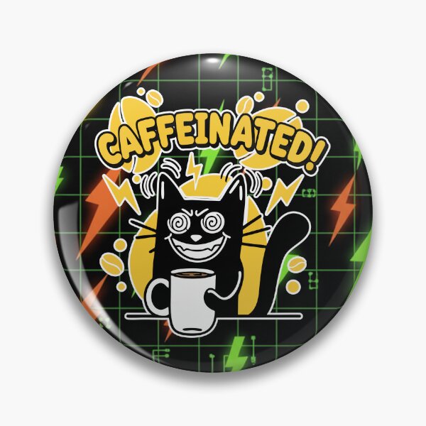 Item preview, Caffeinated Lunatic Black Cat Coffee Cartoon designed and sold by Taridesign.